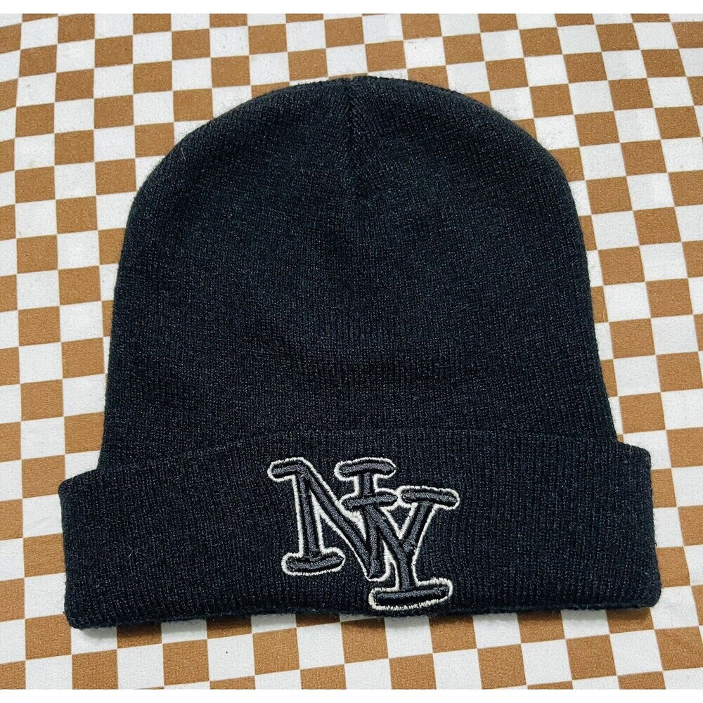 Unisex NY New York Skull Cap Cuff Beanie Winter Black